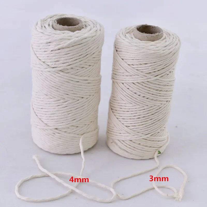 Ready to Ship Cotton Rope  3MM 200m Roll SINGLE  STRAND Twisted Macrame Cord White Color