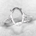 Sterling Silver 7*11mm Semi Mount Ring Empty Frame Blank Support Setting S925 Base Holder Without Center Stone for DIY Inlay