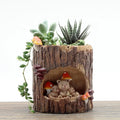 Hot Sale Personalized Creative Cute Animal Family Tree Hole Succulent Green Plants Bonsai Moss Plant Retro DIY Flower Pots