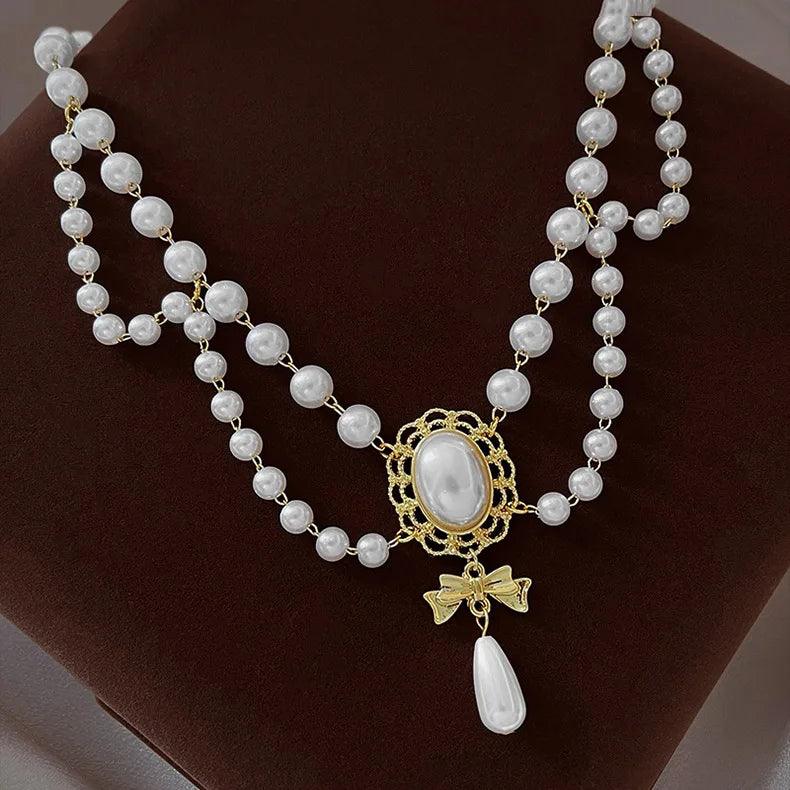 Elegant Artifical Pearl Necklaces Simple Minimalist Mens Beaded Necklaces Clavicle Chain Choker Collar for Women