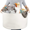 Hot Sale Foldable White Woven Cotton Rope Basket for Storage Plant Pot Basket White Laundry Toys Planter Basket