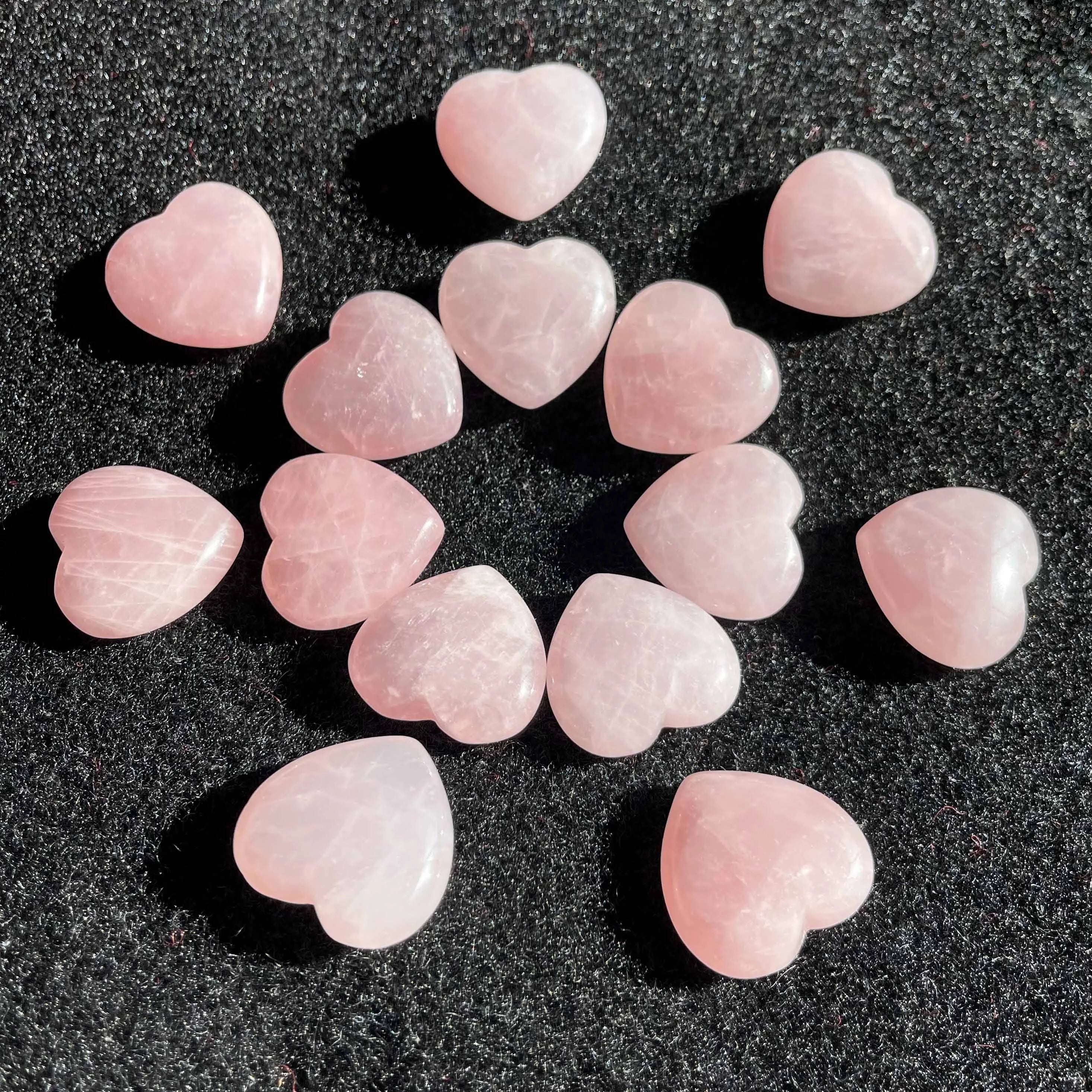 1 Inch Natural Healing Stones Crystals Energy Stone Rose Quartz Puffy Hearts