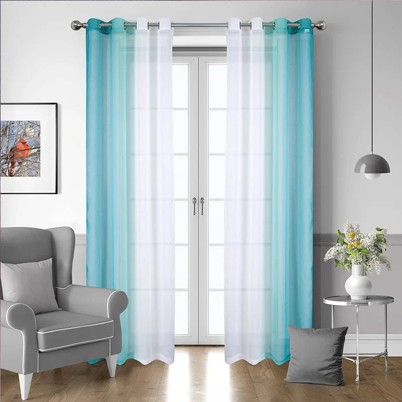 Ready-made Modern Design Colorful Gradient Sheer Curtains 52*96inch Living Room Bedroom Sheer Curtains