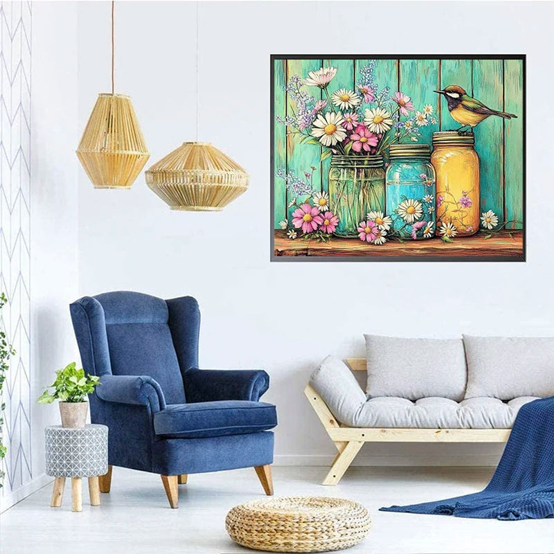 Create Your Own 5d Bird Flower Diamond Art Kits Full Drill Diamond Painting Kits Paint With Diamonds  for Beginner Adults