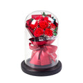 Home Decor Ornaments Valentines Mother Day Gift Artificial Rose Flowers in Glass Dome Eternal Rose Bouquet Soap Flower