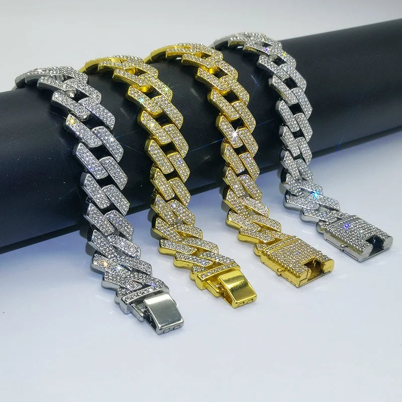 Wholesale Men's Geometric Cuban Hip Hop CZ Diamond Rose Gold Plated Alloy Miami Link Necklace Engagement Anniversary Gift