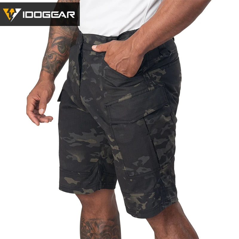 IDOGEAR Summer Elastic Hunting Camo Shorts Men Shorts Outdoor Sports Duty Pants Tactical Cargo Shorts