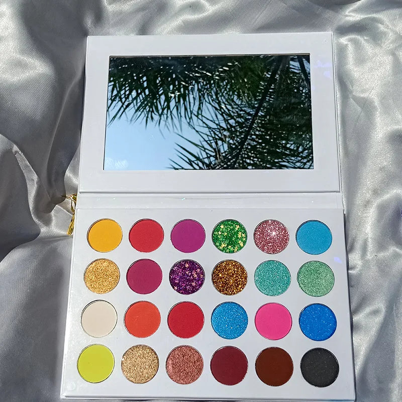 Hot Sell High Pigment Eco-friendly Mineral Makeup Glitter Shimmer Matte Neon Eyeshadow Palette Custom Vegan Waterproof Powder