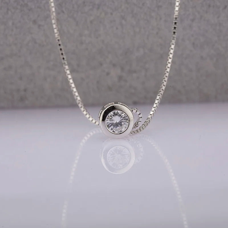 White Ball Wholesale Price Pendant Necklaces Zircon Silver Plated Chain Necklace