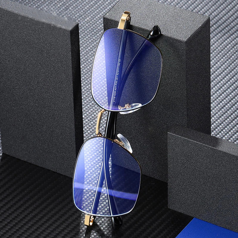 Oversized Retro Anti-Blue Light Alloy Metal Optical Frame Glasses Woman 2024 MegaBDM