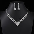 Bridal Square Rhinestone Necklace Earrings Set Simple Crystal Geometric Choker Necklace Wedding Accessories for Bridal Women