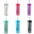 Wholesale Plastic Reusable Cups Double Wall 16oz Clear Acrylic Tumbler with Straw