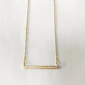 Minos Jewelry New Fashion Zircon Stone Necklace Stainless Steel 18K Gold Plated Shiny Cz Stone Bar Pendant Necklace for Gift