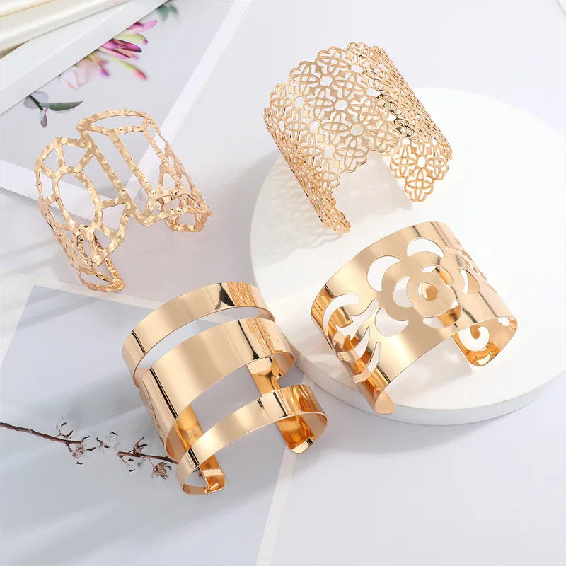 New Arrived Gold Plated Irregular Geometric Arm Bracelets Hip Hop Leaf Flower Arm Bracelet Fashion Jewelry 2023