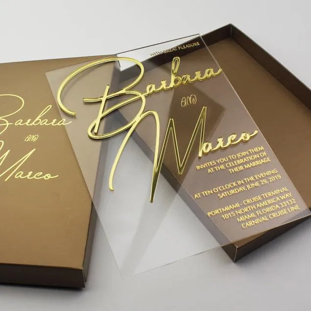 Custom Luxury Clear Acrylic Wedding Invitations with Box