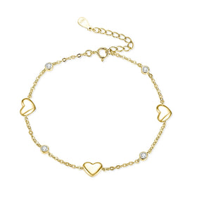 925 Silver Minimalist Bracelet Jewelry 925 Sterling Silver Small Heart Shape with Diamond Zircon Chain Bracelets Women