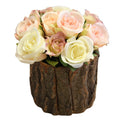 Wooden Flower Pot Bark Vase Rustic Country Style Flower Planter Farmhouse Plant Vase Container Arrangement 3.9 Inch