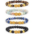 10mm Natural Tiger Eye Bracelet Mala Beads Elastic Feng Shui Bead  Pixiu Buddha Bracelet