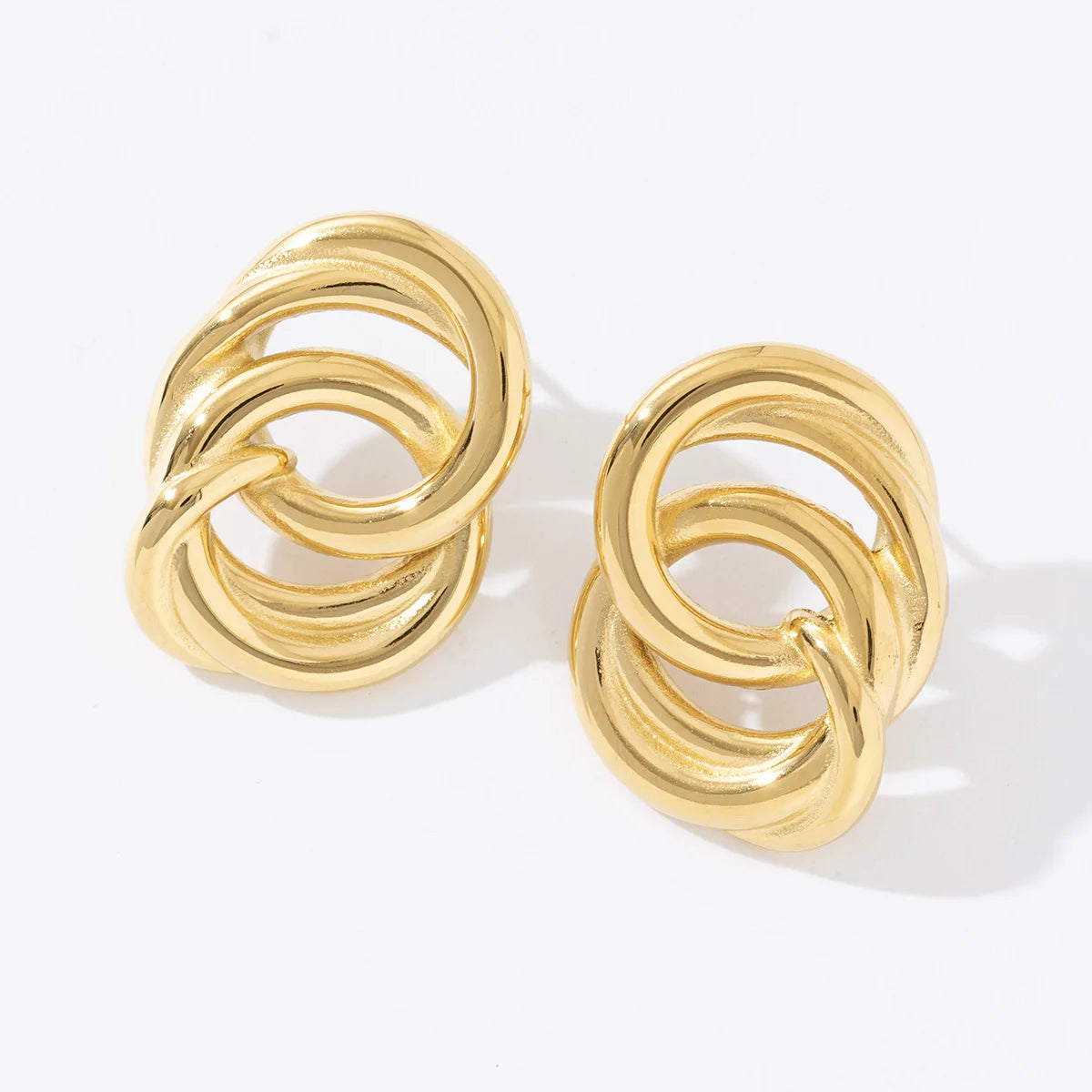18k Gold Plated Stainless Steel Waterproof Tarnish Free Hypoallergenic Wholesale Custom Circle Knot Stud Earrings