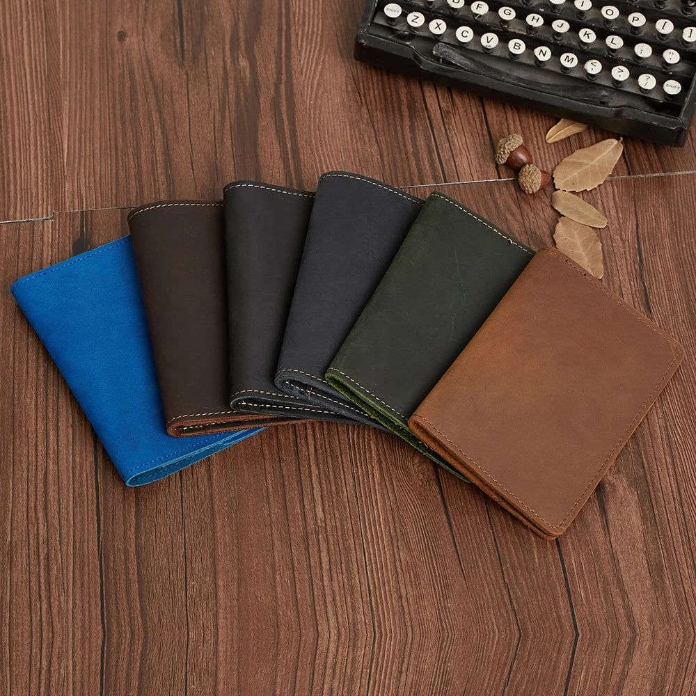 Vintage ENGLAND STYLE Genuine Leather Passport Holder Crazy Horse Design Multi-Function ID Holder 35mm Thickness No Closure