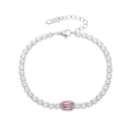 Fashion Women Zircon Bracelet Stainless Steel Full CZ Crystal Tennis Bracelet Waterproof Jewelry