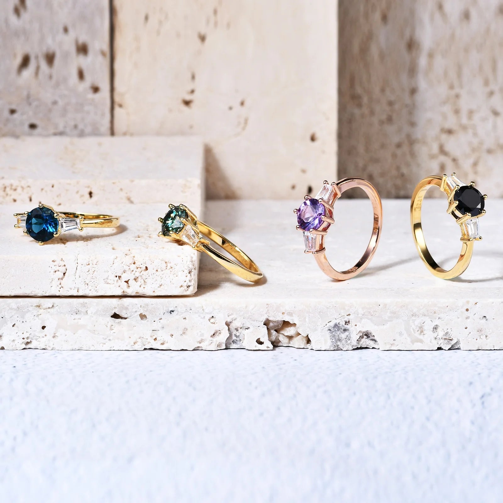 M34 Abiding Jewelry Brand New 925 Sterling Silver Blue Plated Custom Ladies Ring Gold Green Moissanite Jewelry Rings