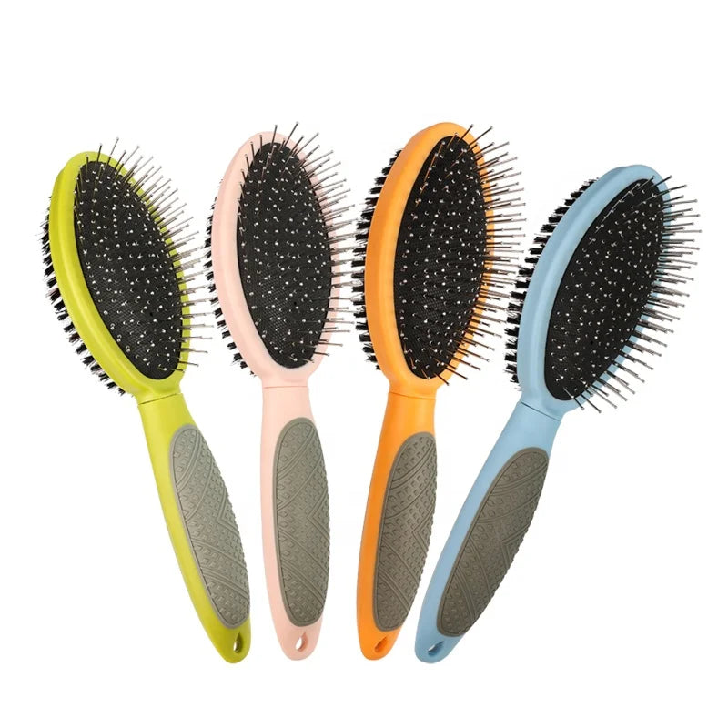 Factory Wholesale Custom Logo Double Sided Dog Massage Hair Brush Cat Pet Pin Grooming Brush