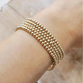 Fatingna Gold Bead 14K Gold Plated Bead Ball Bracelet Stretchable Elastic Bracelet for Women