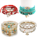 New Arrival Designer Charms Bulk Couple Bracelet Heart Fashion Girls Summer Braid Stretchy Women Bracelets Set