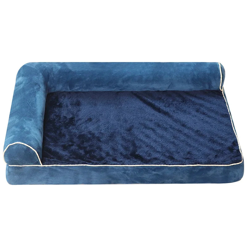 Pet Bed Deluxe Plush L Shaped Couch With Waterproof Lining Bolster Sleeping Sofa Removable Washable Cover Non Skid Bottom