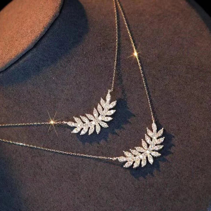 CAOSHI Delicate Female Clavicle Chain Leaf Micro Pave Dazzling Zircon Pendant Necklaces Plating Silver Designed Ladies Necklace