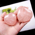 Natural Polished Heart-Shaped Rose Quartz Crystal Feng Shui Style Pocket Palm Stone for Reiki Balancing and Worry Stone