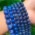 Wholesale Smooth Dyed Blue 6/8/10/12mm Kyanite round Loose Stone Beads for DIY Jewelry Making