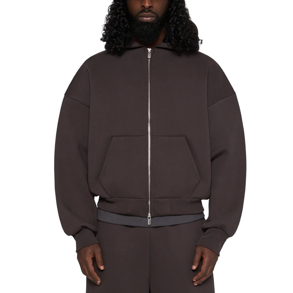 Custom Designer Brand OEM Zip up Hoodie for Men Thick Heavyweight Cotton Fleece Zipper Blank Hoodie