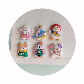 Lovely Animal Resin Flatback Crafts Mini Rabbit Dog Duck Cat Charms for Scrapbook Diy Bracelets Necklace Pendants