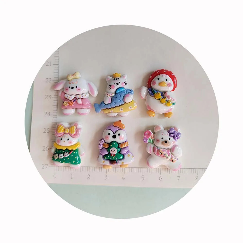Lovely Animal Resin Flatback Crafts Mini Rabbit Dog Duck Cat Charms for Scrapbook Diy Bracelets Necklace Pendants