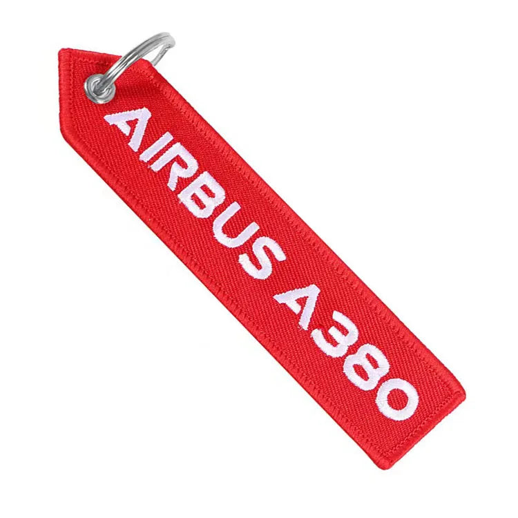 Custom Boeing Embroidered Key Ring Woven Flight Key Tag Embroidery Keychains
