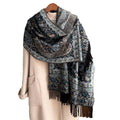 2025 New Luxury Cashmere Feel Blanket Scarves Shawls Women Women's Fashion Soft Long Winter Wrap Scarf Leaf Pattern Design
