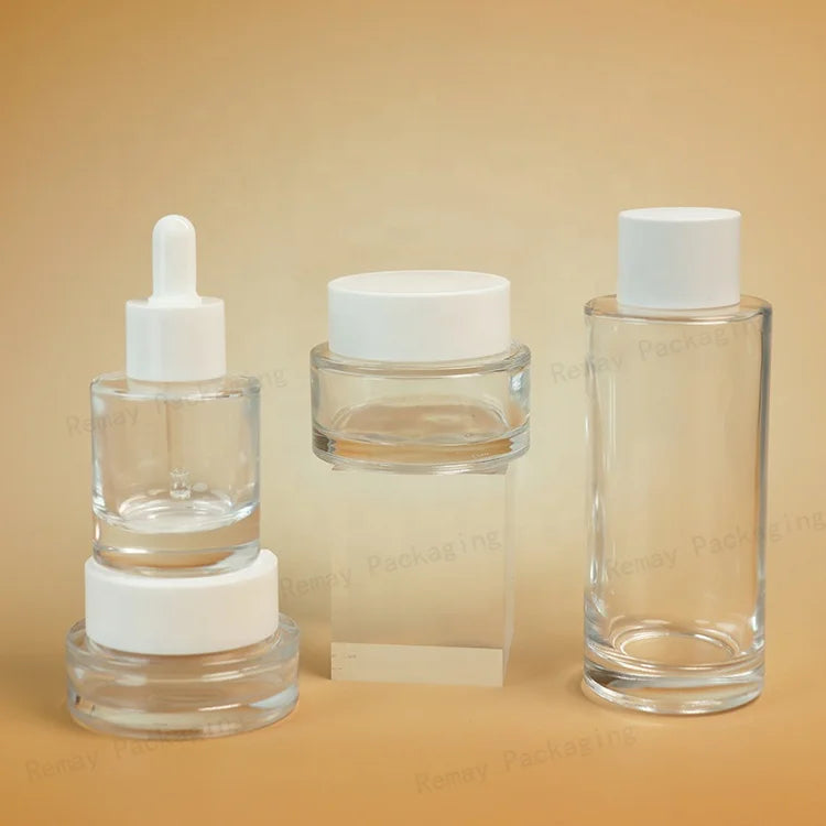 Thick Dropper Packaging Set Bottle Glass 30ml 40ml 50ml 100ml 120ml 150ml Pump Serum Bottles Glass Spray Glass Bottles