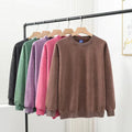 In-Stock Retro 430g Milk Silk Dress 100% Cotton Solid Anti-Wrinkle Embroidered Long Sleeved Crewneck Winter Dress Fleece Lining