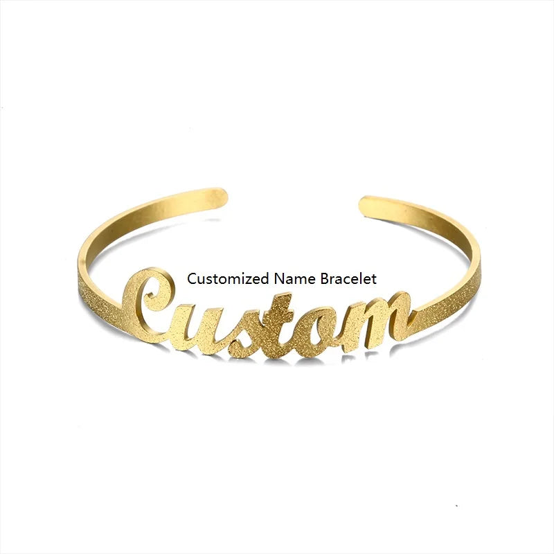 Customized Letter Name Bangle for Girls with Plating - DIY Personalized Stainless Steel Bracelet