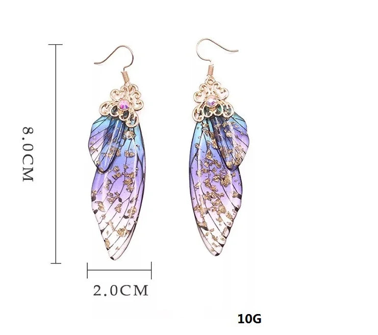 Wholesale Hot Selling Butterfly Insect Wing Rhinestone Earrings for Women Alloy Pendant Earrings Fairy Simulation Jewelry