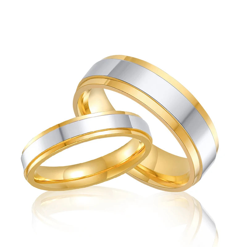 Design Stainless Steel Men Rings Lover Couple Rings Alliance Gold Wedding Band Rings for Couple