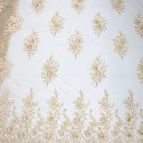 HY0624 Hot Pearls Lace African Hand 3d Laces Fabric Flowers Embroidered Beaded Tulle With Sequin Wedding Dress