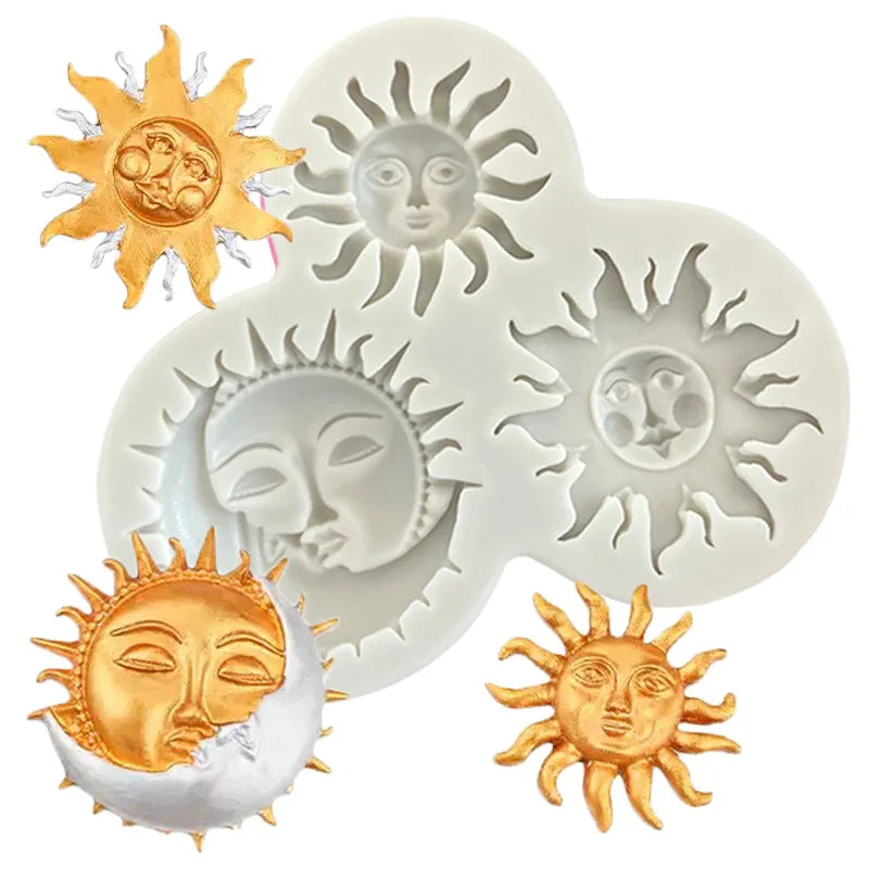 HY Ancient Greek Mythology Chocolate Mold Silicone Sun Moon Face Cake Decoration Fondant Mold