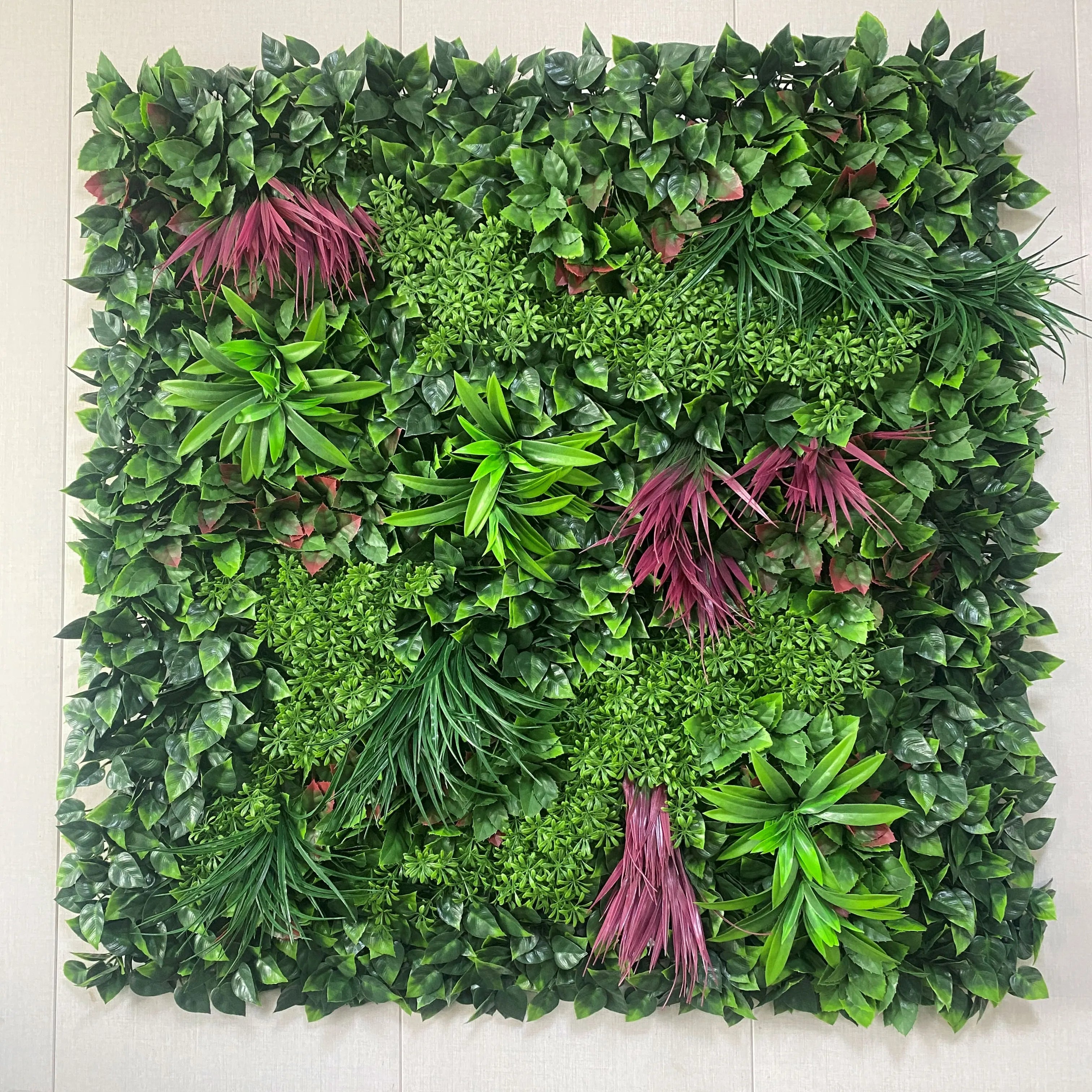 S-012 1x1m Artificial Vertical Garden Green Wall Panel Greenery Wall with Grass Type Artificial Plant for Garden Decor