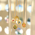 MSX Wholesale Custom Stainless Steel Women's Jewelry PVD 18K Gold Plated Vintage Oval Enamel Designs Pendant Necklace