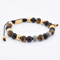 Best Selling Products Exquisite Jewelry Men Onxy Tiger Eye Bead Round Charm Macrame Bracelets