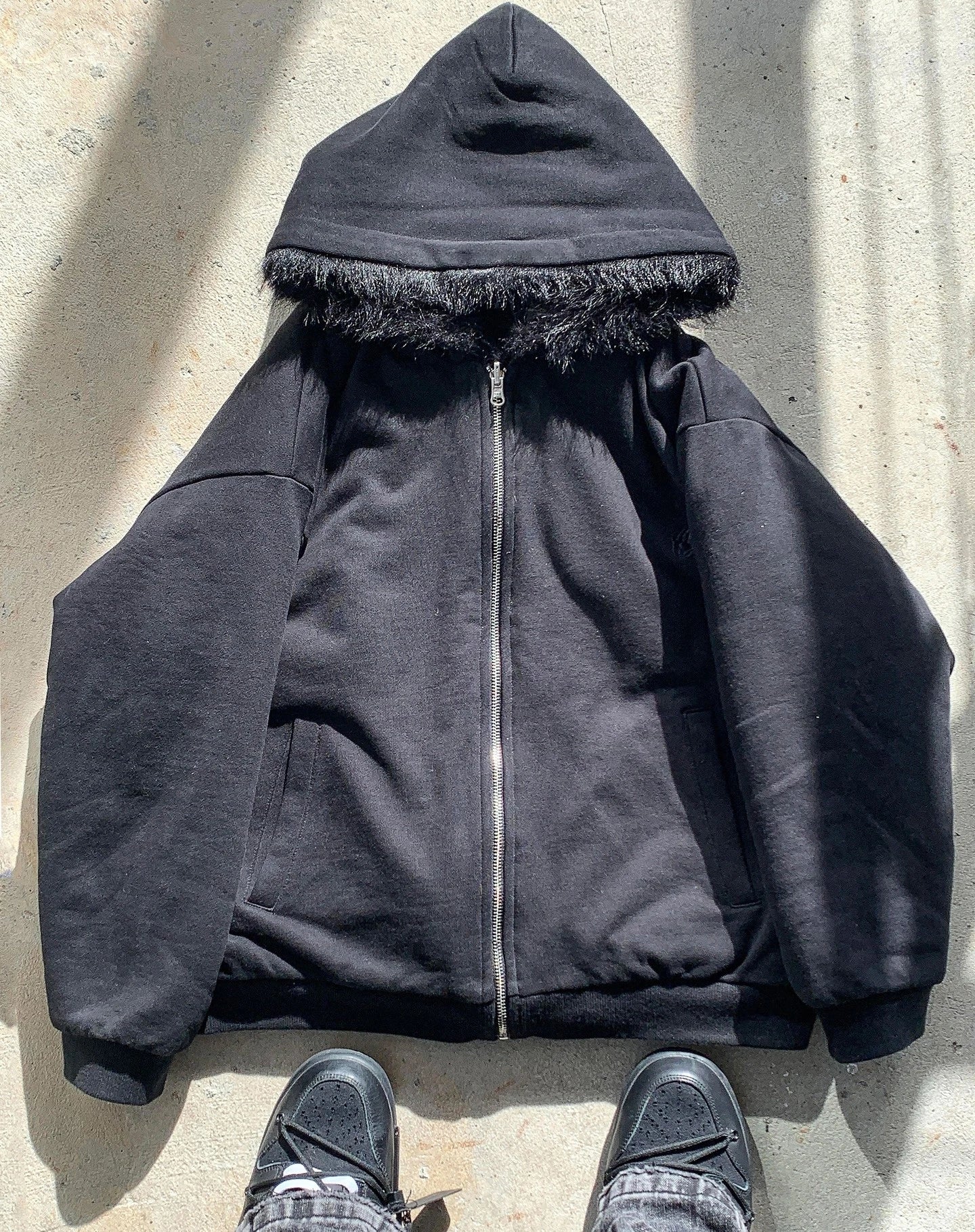 Custom Heavyweight Thick Fleece Double Layer Zip up Fur Reversible Jacket Manufacturer Drop Shoulder Winter Men Blank Fur Hoodie