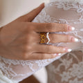 2024 Dazan New Winter INS Trendy 18k PVD Gold Plated Stainless Steel Minimalist Exquisite Hollow Circle Ring Luxury Jewelry